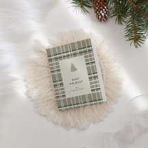 ニュートラルトーンプレイドミニマリスト折り畳みホリデーカード