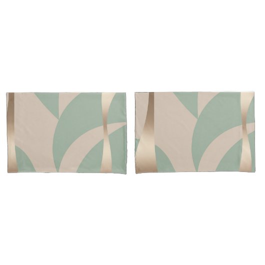 ニュートラルトーンベージュ&ソフトグリーン(金ゴールドセット付) 枕カバー (フロントセット)