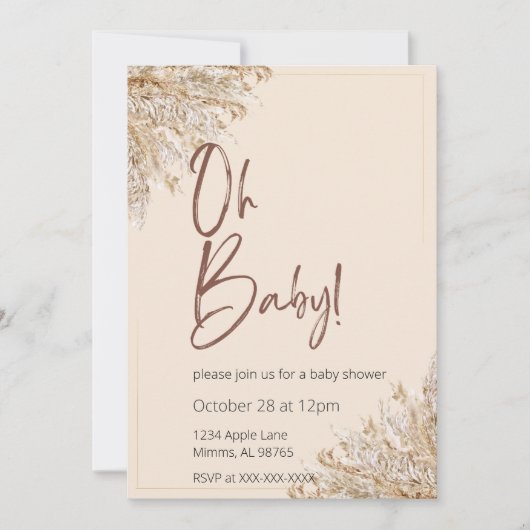 ニュートラルトーンボホジェンダーリビール招待状 招待状 (正面)