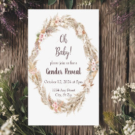 ニュートラルトーンボホパンパスジェンダーリビール招待状 招待状