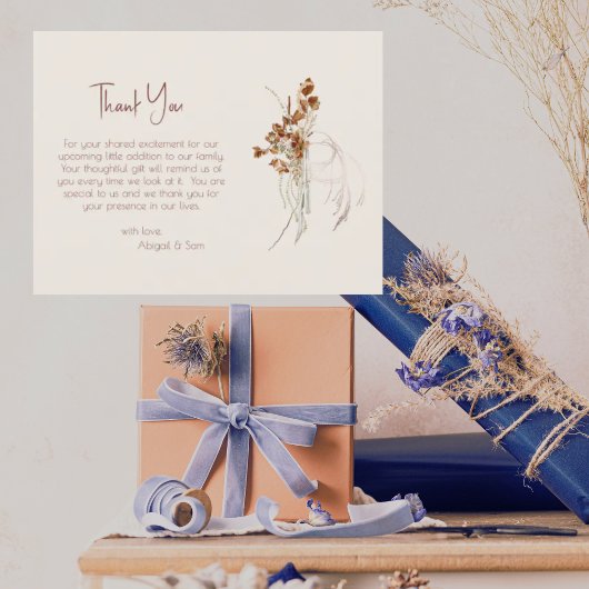 ニュートラルトーンボホベイビーシャワーありがとう ポストカード