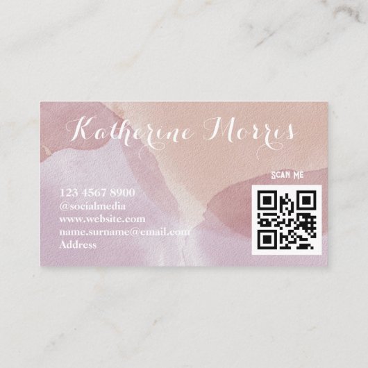 ニュートラルトーンミニマリストQRコードプロフェッショナル 名刺 (裏面)