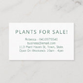 ニュートラルトーン葉家庭育ち屋内プラント子供部屋 名刺 (裏面)