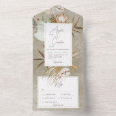 ニュートラルドライドボホフローラフレームセージ夕食会 オールインワン招待状 (内側)