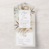 ニュートラルドライボホフローラフレームクリームディナー オールインワン招待状 (内側)
