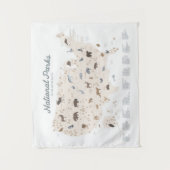 ニュートラルナショナルパークマップウッドランド子供部屋デコール タペストリー (正面)