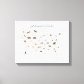 ニュートラルナショナルパークマップウッドランド子供部屋 キャンバスプリント (正面)