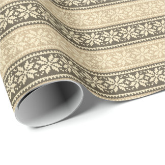 ニュートラルニットのクリスマススノーフレークモダンの冬 ラッピングペーパー