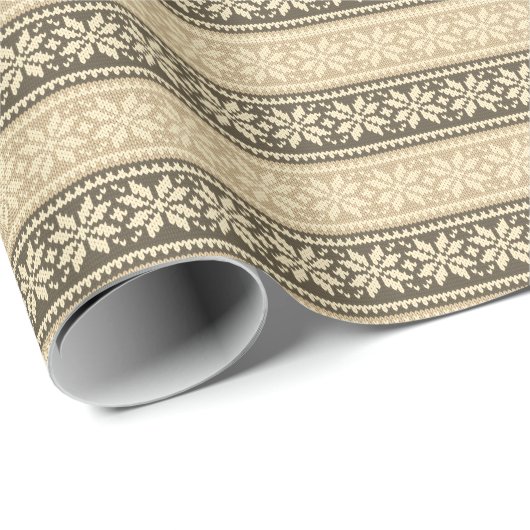 ニュートラルニットのクリスマススノーフレークモダンの冬 ラッピングペーパー (ロールコーナー)