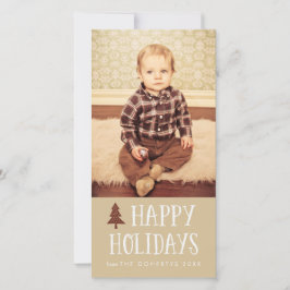 ニュートラルハッピーホリデイズクリスマス2フォトカード シーズンカード