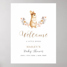 ニュートラルバニーワイルドフラワーウェルカムベビーシャワー ポスター