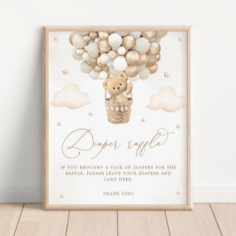 ニュートラルバルーンオムツラッフル付きテディベア ポスター