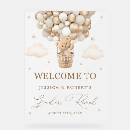 ニュートラルバルーン付きテディベア性別の表示 アクリルサイン