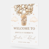 ニュートラルバルーン付きテディベア性別の表示 アクリルサイン (傾斜)