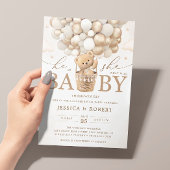 ニュートラルバルーン付きテディベア性別の表示 招待状