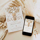 ニュートラルバルーン付きテディベア性別の表示 招待状