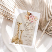 ニュートラルパンパスグラスギラフェベビーシャワー 招待状