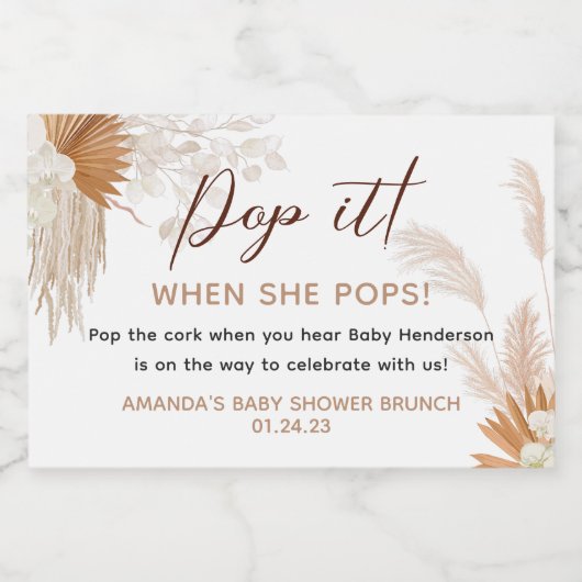 ニュートラルパンパスグラスフェイブ スパークリングワインラベル (シングルラベル)