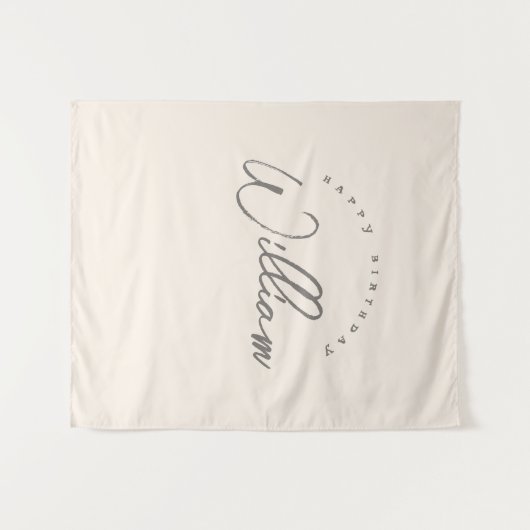 ニュートラルパーソナライズされた誕生日バナーボーイズ タペストリー (正面(横))