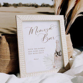 ニュートラルパールとプロセッコミモサバー標識 ポスター