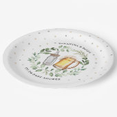 ニュートラルビールカップルベビーシャワー緑応援 ペーパープレート (アングル)