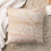 ニュートラルピンクウォーターカラー金ゴールド落書き装飾用クッション クッション (ブランケット)