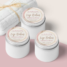 ニュートラルピンクブラシストロークフェミニン金ゴールドリップバーム ラウンドシール