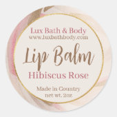 ニュートラルピンクブラシストロークフェミニン金ゴールドリップバーム ラウンドシール (正面)