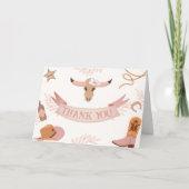 ニュートラルピンクボホワイルドウェスト女性のカーボーイベビーシャワー サンキューカード (正面)