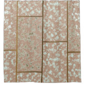 ニュートラルフェイクポンペイバラとグリーンマーブル シャワーカーテン (正面)