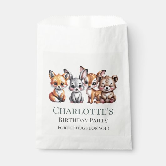 ニュートラルフォレスト動物可愛いウッドランドキッドのパーティー フェイバーバッグ (正面)