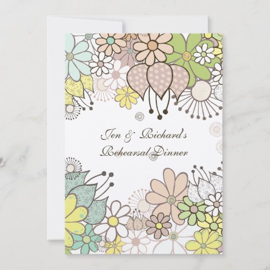 ニュートラルフラワーズリハーサルディナーDIYカスタム招待状 招待状 (正面)