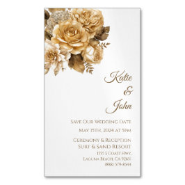 ニュートラルフラワーブーケ救ホワイト – 私たちの日付 マグネット名刺