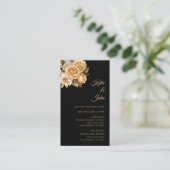 ニュートラルフラワーブーケ結婚の日付 名刺 (スタンド正面)