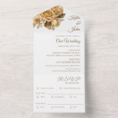 ニュートラルフラワーブーケ結婚ホワイト オールインワン招待状 (内側)