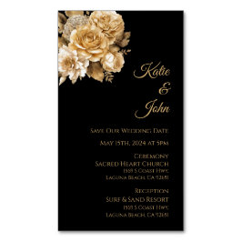 ニュートラルフラワーブーケ – ウェディング日付を保存 –  マグネット名刺