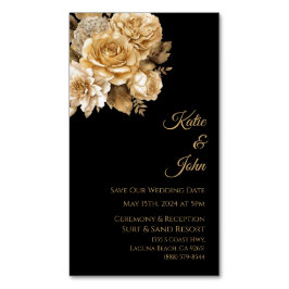 ニュートラルフラワー結婚ブーケの日付 –  マグネット名刺