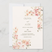 ニュートラルフローラエレガントウェディング招待状 招待状 (正面)