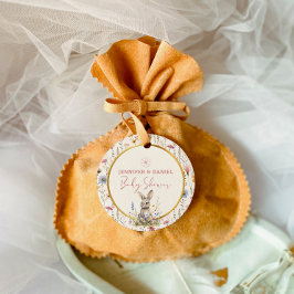 ニュートラルフローラバニーミニマルベビーシャワー フェイバータグ