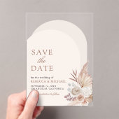 ニュートラルフローラパンパスアーチウェディング日付を保存 アクリル招待状 (インサイチュ (ポータブル))