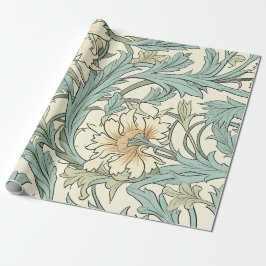 ニュートラルフローラモダンバックグラウンドコテージコーレシック ラッピングペーパー