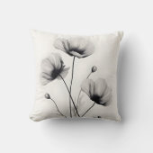 ニュートラルブライトホワイトポピー花模様ズバイアヴァ クッション (正面)