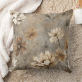 ニュートラルブラウングレーベージュ自然フローラ クッション (ブランケット)