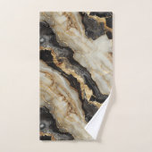 ニュートラルブラウンズマーブルゴールドフォイルルック バスタオルセット (ハンドタオル)