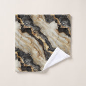 ニュートラルブラウンズマーブルゴールドフォイルルック バスタオルセット (ウォッシュタオル)