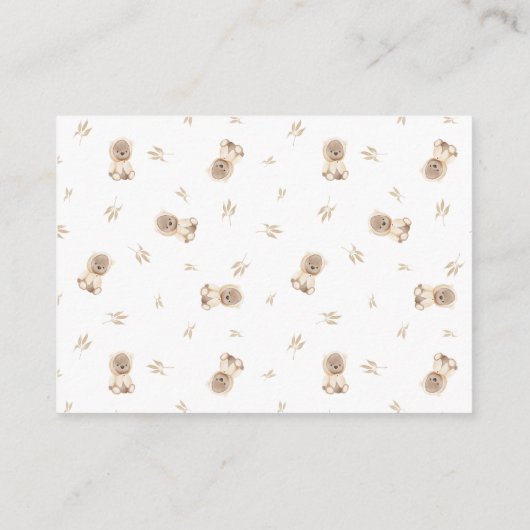 ニュートラルブラウンテディベア赤ちゃんシャワー予約リクエスト エンクロージャーカード (裏面)