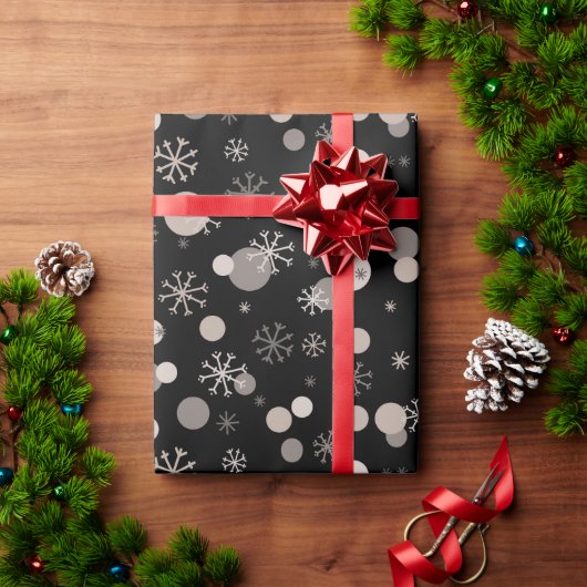 ニュートラルブラウンブラックベージュボホウィンタークリスマス ラッピングペーパー (クリスマスギフト)