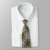 ニュートラルブラウンベージュアニマルプリントスネークスキン ネクタイ (タイ)