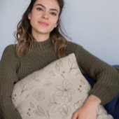 ニュートラルブラウンミニマリストモダン花模様 クッション