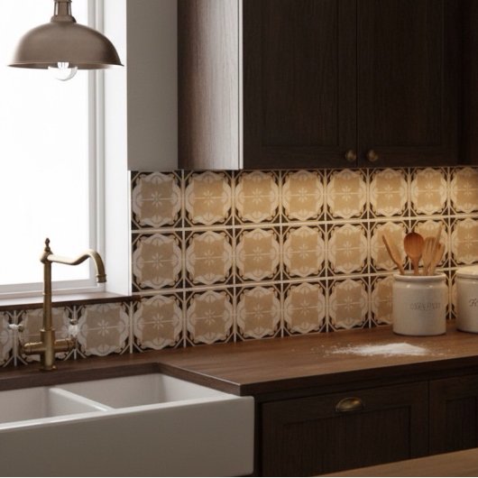 ニュートラルブラックとベージュ複雑 タイル